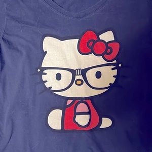 Hello kitty with glasses scoop neck blue tee shirt medium